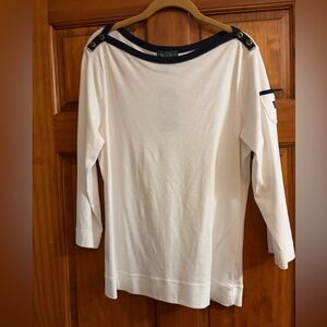 NWT Ralph Lauren White and Navy Tee